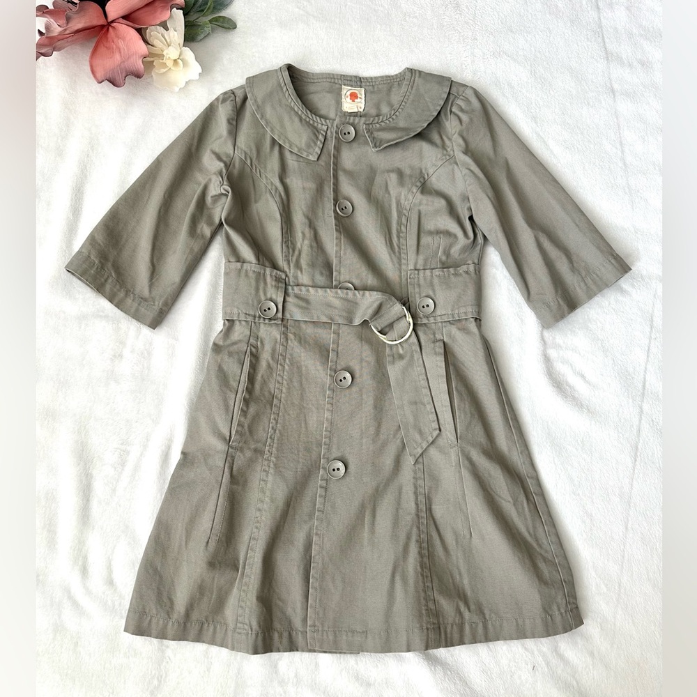 TULLE Grey Belted Trench Jacket size Small